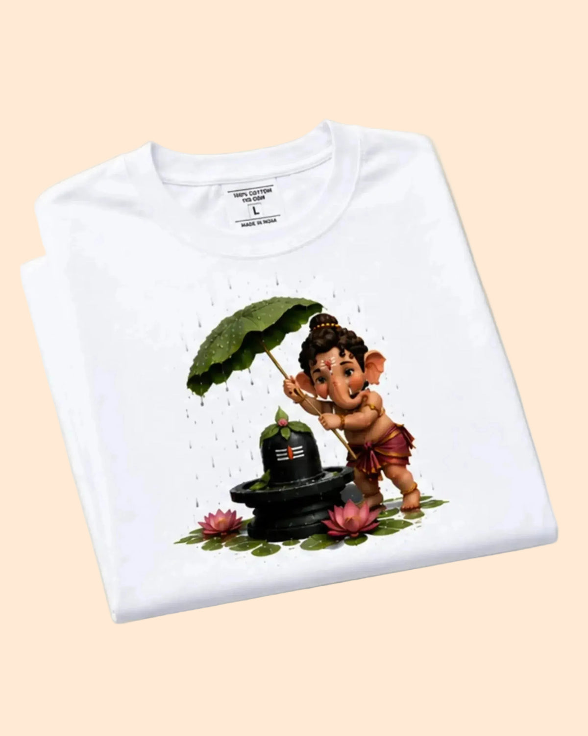 Ganesha Rain Blessings Premium Graphic T-Shirt | Unisex Standard Crew T-Shirt