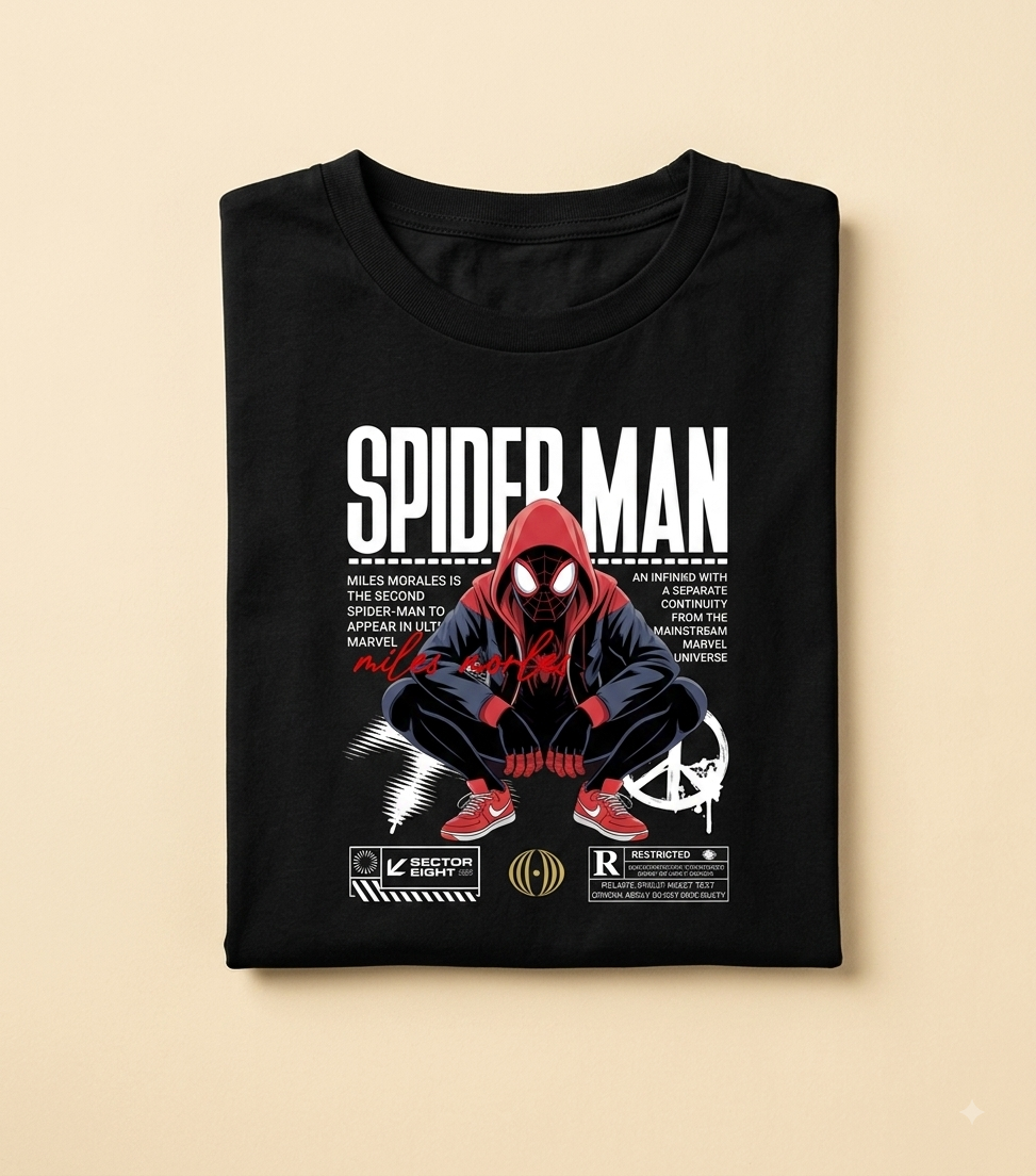 Black Spider-Man Inspired Graphic Oversized T-Shirt | Premium Streetwear Tee for Men & Women