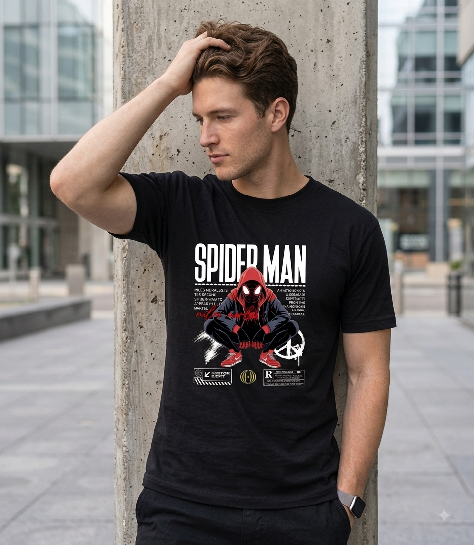 Black Spider-Man Inspired Graphic Oversized T-Shirt | Premium Streetwear Tee for Men & Women