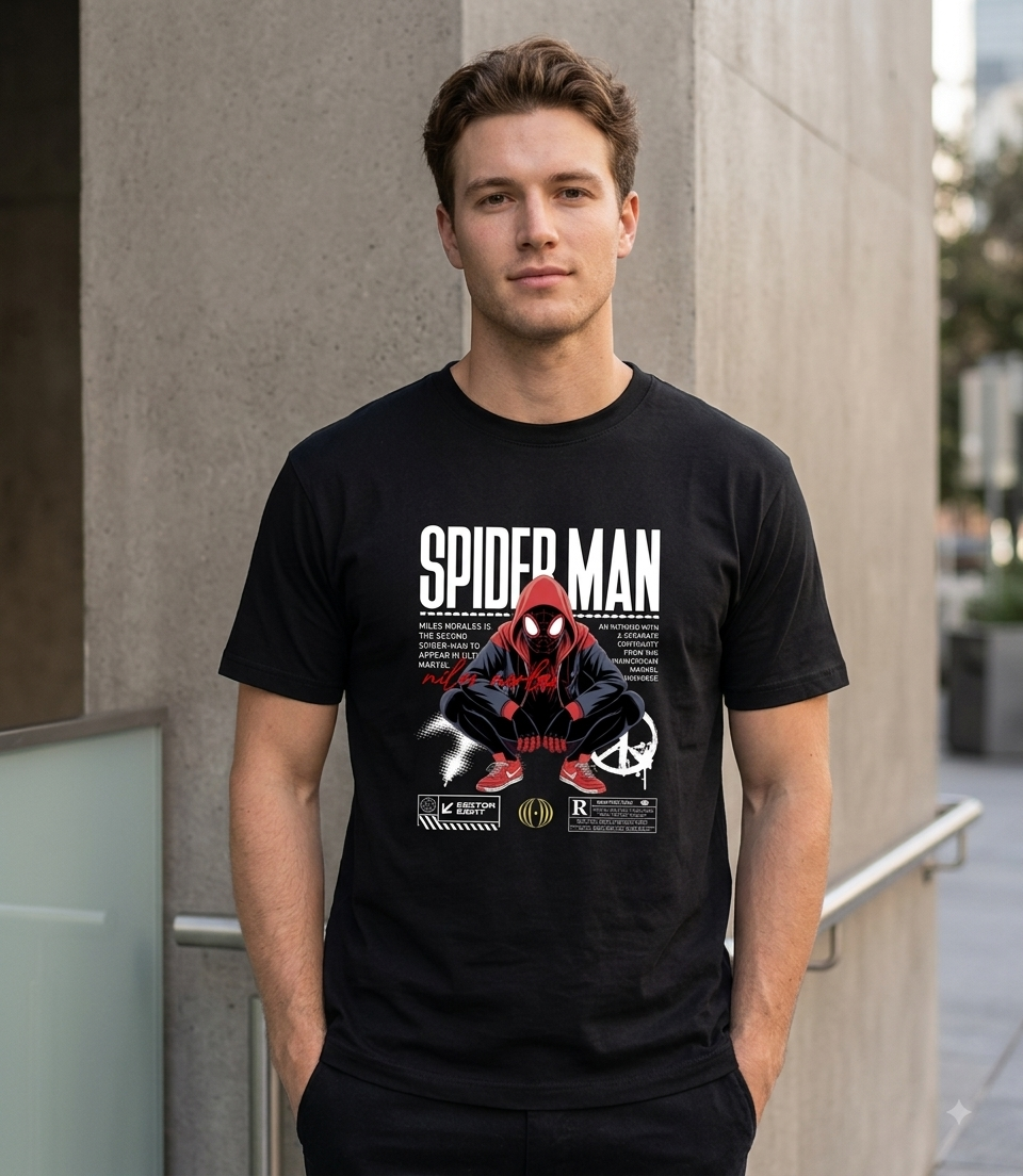 Black Spider-Man Inspired Graphic Oversized T-Shirt | Premium Streetwear Tee for Men & Women