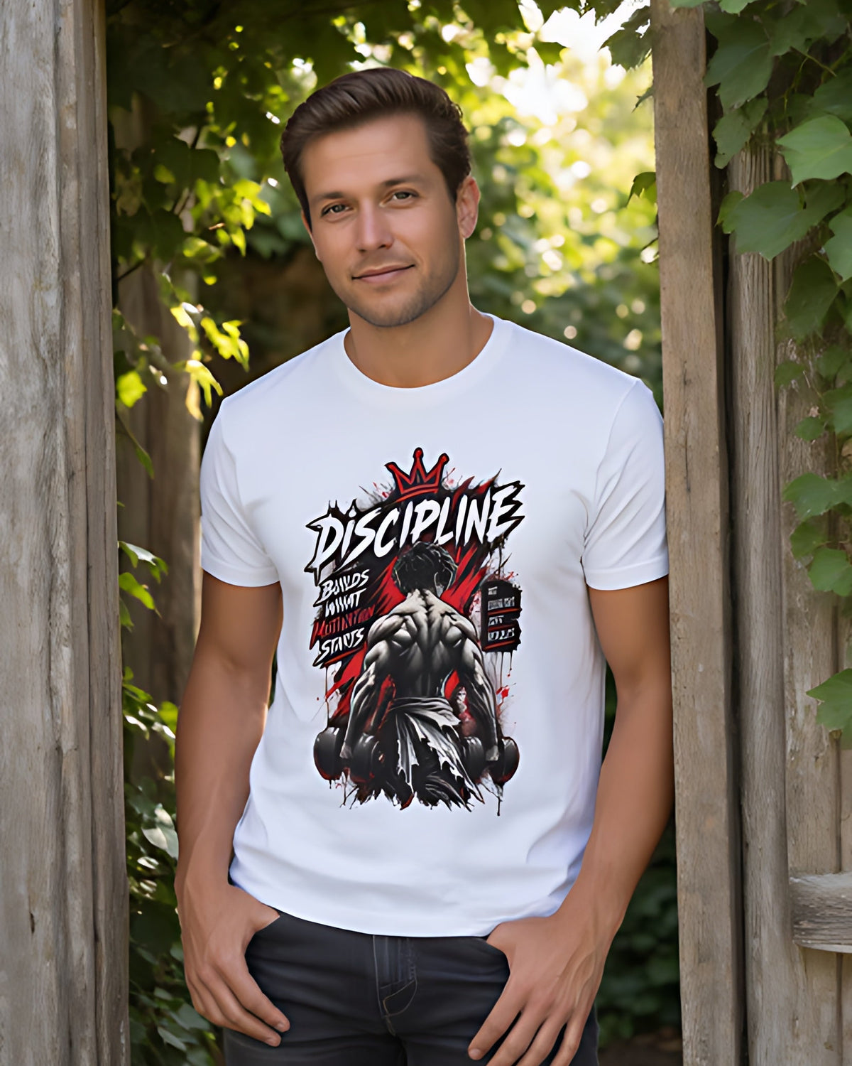 Discipline Builds What Motivation Starts – Men's Graphic Gym T-Shirt Unisex Standard Crew T-Shirt